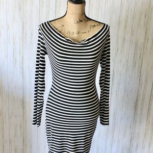Sopranos Black and White Keyhole striped Dress